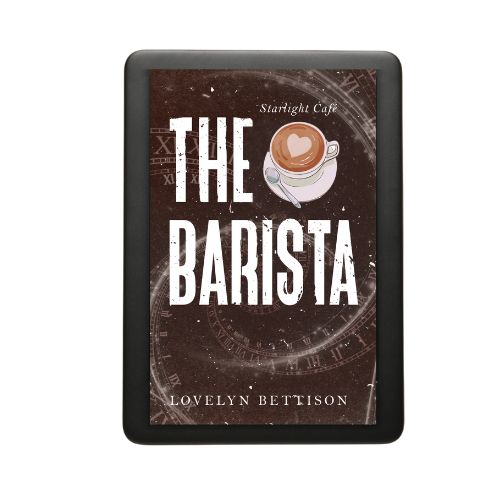 Ebook cover for The Barista (drawing of coffee cup with latte art)