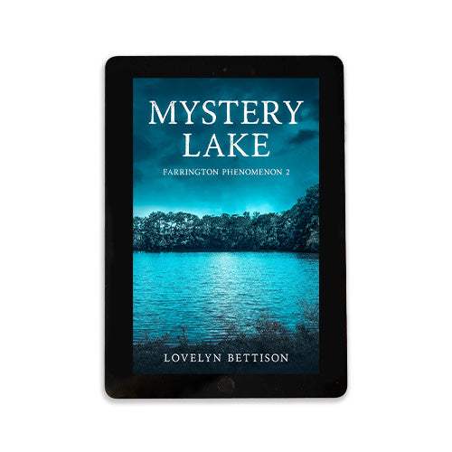 Mystery Lake ebook cover (lake in the woods with teal overlay)